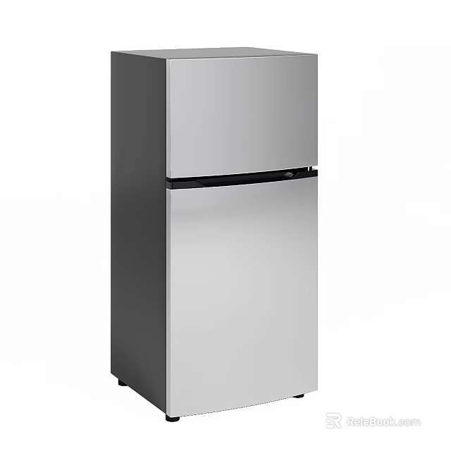 Sleek Modern Double Door Refrigerator With Stainless Steel And Black Trim 3d model 