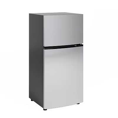 Sleek Modern Double Door Refrigerator With Stainless Steel And Black Trim 3d model