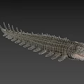 Prehistoric Fantasy Creature Model With Spikes Multiple Legs Large Eyes Sharp Teeth