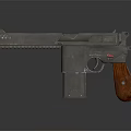 Classic Pistol With Silver Metal Body And Brown Wooden Grip Design Details