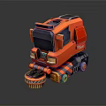 3D Rendered Orange Cartoon Style Computer Case With Black Details And Modern Design