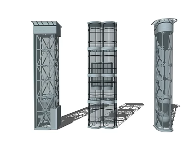 Modern Elevator Tower With Metal Structure Multiple Floors And Transparent Panels 3d model