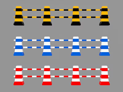 Road Facilities Colorful Striped Barriers with Yellow Black Blue White Red Patterns for Traffic Safety 3d model