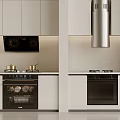 Modern Kitchen Interior With Range Hood Stove Oven And Appliances 3d model
