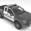 Police Pickup Truck With Emergency Lights And Special Exterior Design