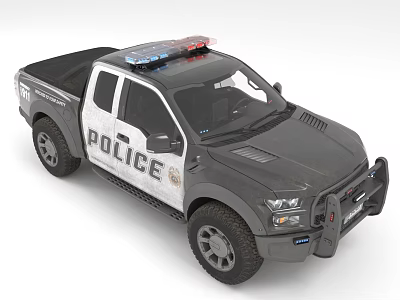 Police Pickup Truck With Emergency Lights And Special Exterior Design 3d model