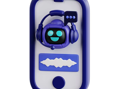 Kids Digital Walkie Talkie With Blue Cartoon Character Headphones And Sound Wave Design 3d model