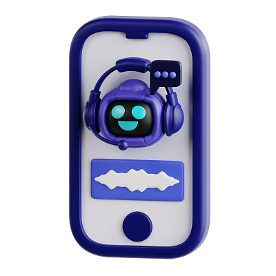 Kids Digital Walkie Talkie With Blue Cartoon Character Headphones And Sound Wave Design 3d model