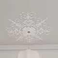 Elegant Decorative White Carved Pattern Ceiling Design With Central Medallion 3d model