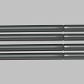 Black Long Cylindrical Rods Neatly Arranged in Rows on Gray Background 3d model