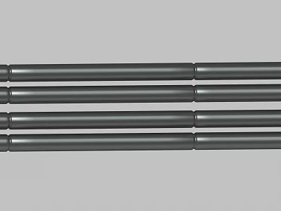 Black Long Cylindrical Rods Neatly Arranged in Rows on Gray Background 3d model