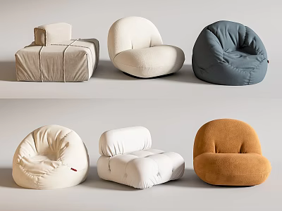 Cozy Bean Bag Chairs In Various Colors Shapes And Modern Designs 3d model