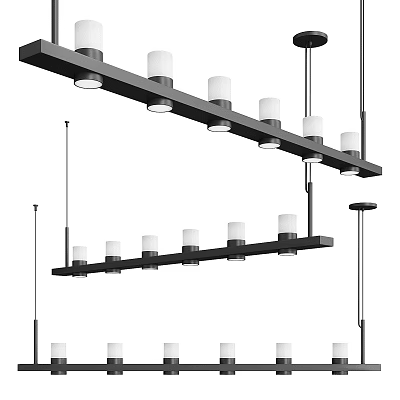 Modern Multiple Pendant Lights with Black Frame and White Shades for Interior Decoration 3d model