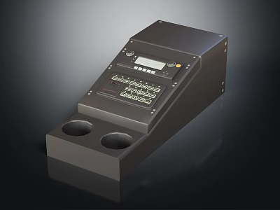 Black Commercial Control Panel With Display Screen Keypad And Two Circular Recesses 3d model