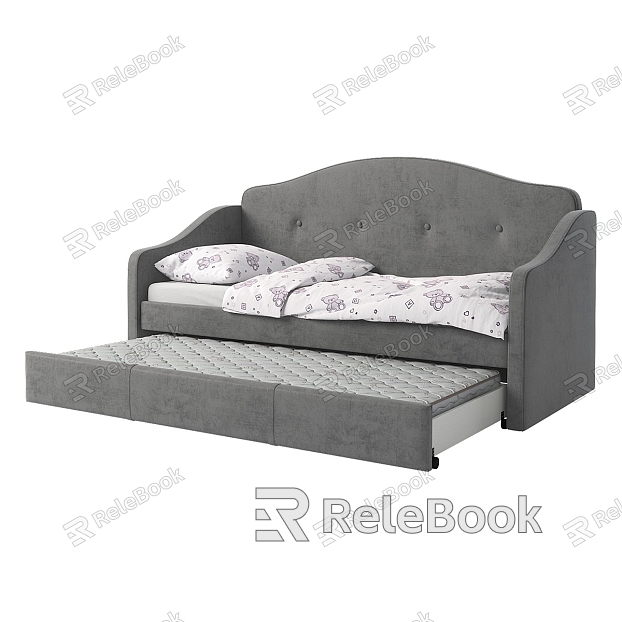 Modern Single Bed Minimalist Solid Wood Sofa Bed Internet Popular Multi-functional Small Apartment Foldable Push-pull Double Seat and Bedroom Dual-use Storage Sofa Solid Wood Sofa Bed model