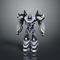 Mechanical Robot Character 3D Model With White Black Purple Detailed Mechanical Design In Standing Pose
