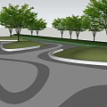 Residential Landscape Design With Modern Terraced Steps Green Lawn And Trees