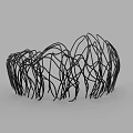 Black Wire Abstract Sculpture With Intertwined Circular Modern Design