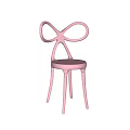 Pink Leisure Chair With Bow Shaped Backrest And Dark Slim Legs Design