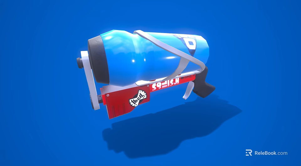 Blue Spray Can With White Strap And Red Section Featuring Skull Logo 99-K Label 3d model 
