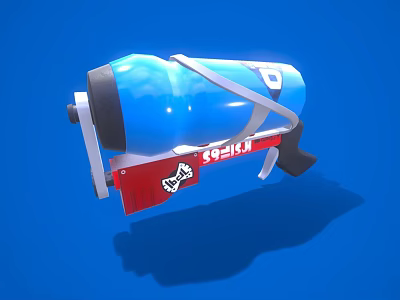Blue Spray Can With White Strap And Red Section Featuring Skull Logo 99-K Label 3d model