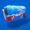 Blue Spray Can With White Strap And Red Section Featuring Skull Logo 99-K Label