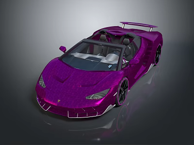 Stylish Purple Convertible Supercar With Sleek Aerodynamic Design And Glossy Finish 3d model