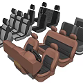 Car Seats Collection Featuring Driver Passenger Rear Seats in Brown and Black Colors