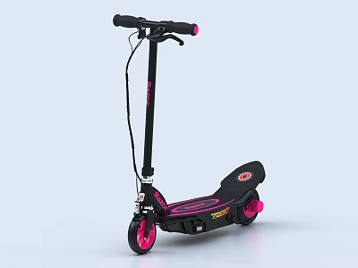 Black And Pink Kids Bicycle With Handlebar Pedal And Stylish Pink Wheels 3d model