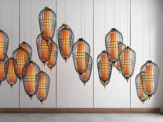 New Chinese Chandelier Combination 3d model