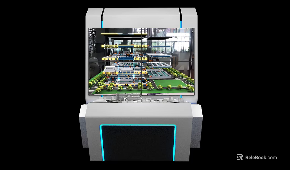 Modern Commercial Equipment With Transparent Display Case And Internal Miniature Landscape 3d model 