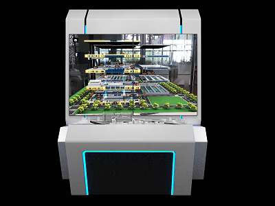 Modern Commercial Equipment With Transparent Display Case And Internal Miniature Landscape 3d model