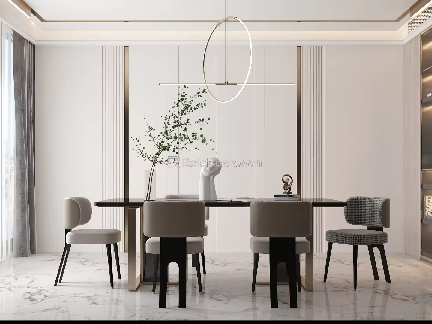 Modern Dining Table and Chair Combination Dining Table and Chair 3d model