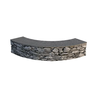 Curved Building Exterior Wall With Natural Stone Texture And Architectural Design 3d model