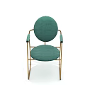 Modern Green Dining Chair With Gold Metal Frame And Velvet Upholstered Round Backrest