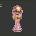 Golden Football Trophy With Soccer Ball Top And FIFA World Cup Base