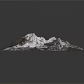Modern Decorative Floor Rug With Black Background And White Mountain Texture