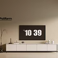Poliform White TV Cabinet with Decorative Items Black Vase and Black Screen Displaying 10 39