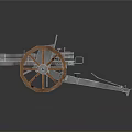 Ancient Vintage Cannon Weapon With Wooden Wheels Metal Barrel And Frame