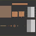 Wooden Furniture Set With Storage Cabin Shelves Tables Buckets And Pots