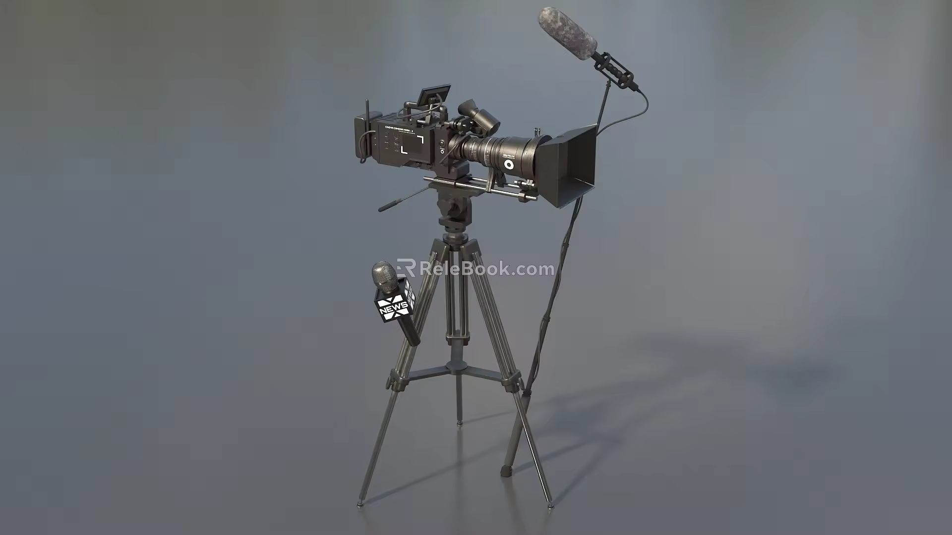 Camera Movie Camera Microphone Camera Tripod Wheat Rack TV Video Recorder Camera Combination with Shelf Camera Low Face Number Low Mold Realistic 3d model