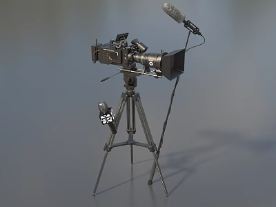 Professional Commercial Video Production Equipment With HD Camera Microphone And Tripod Stand 3d model