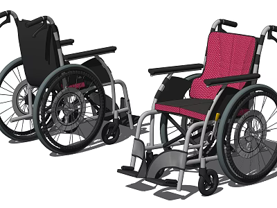 High Quality Manual Wheelchair Models With Black And Pink Seats For Medical Use 3d model