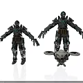 Sci Fi Armored Characters With Mechanical Drone Creature In White Background 3d model