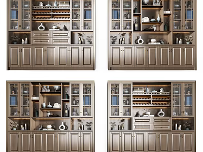 Elegant Wine Cabinet With Glass Doors And Shelves For Wine 3d model