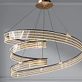 Modern Chandeliers With Curved Ring Spiral Metal White LED Lighting Fixtures Design