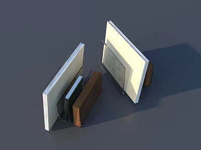 Public Facility Partition Design With White Panels And Metal Frame 3d model
