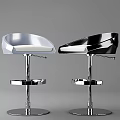 Modern Beige Leather Bar Stools With Round Backrest And Metal Base Design 3d model