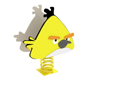 Yellow Angry Birds Head Shape Building Block with Spring Base Design 3d model