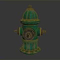 Green Fire Hydrant With Fluted Body Round Base And Metal Outlets